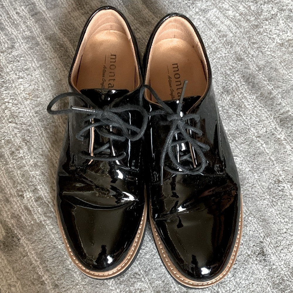 Black patent lace ups